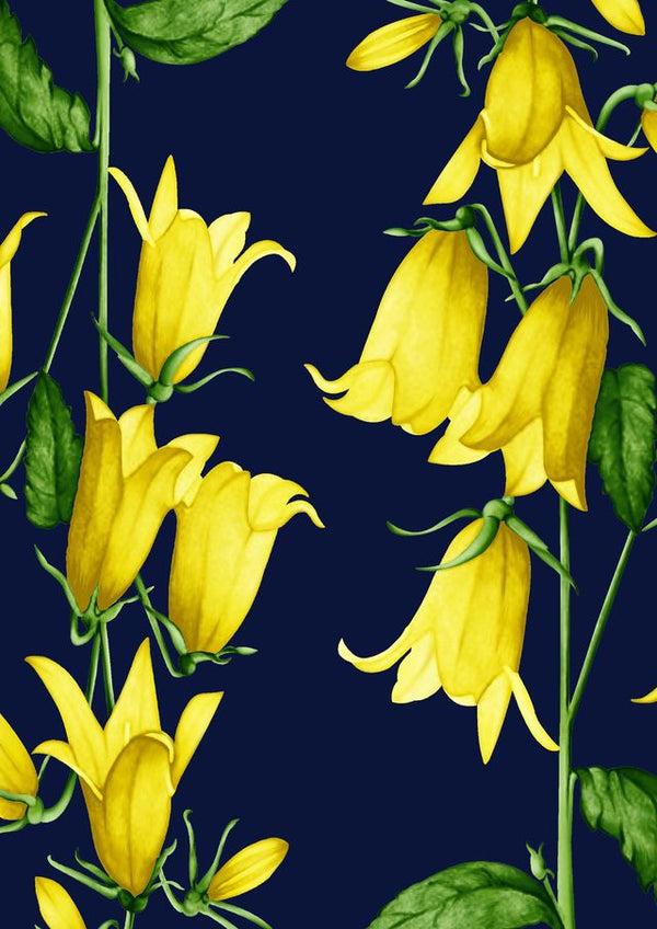 samantha sung Audrey Dress #1 Shirt Collar 3/4 Sleeve Long Length Cotton Stretch (Blue Bell Flower Small Pastel)