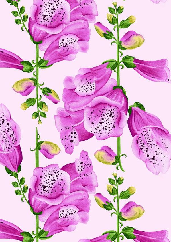 samantha sung Audrey Dress #1 Shirt Collar 3/4 Sleeve Long Length Cotton Stretch (Fox Glove Flower Small Pastel)