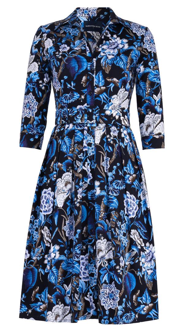 samantha sung Audrey Dress #1 Shirt Collar 3/4 Sleeve Long Length Cotton Stretch (Hill Garden Ground) 4 samantha sung Audrey Dress #1 Shirt Collar 3/4 Sleeve Long Length Cotton Stretch (Hill Garden Ground) 4