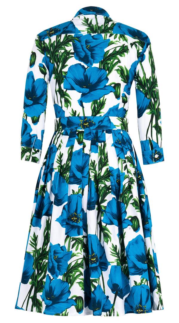 Samantha Sung Audrey Dress #1 Shirt Collar 3/4 Sleeve Long Length Cotton Stretch (Poppy Polland) 2