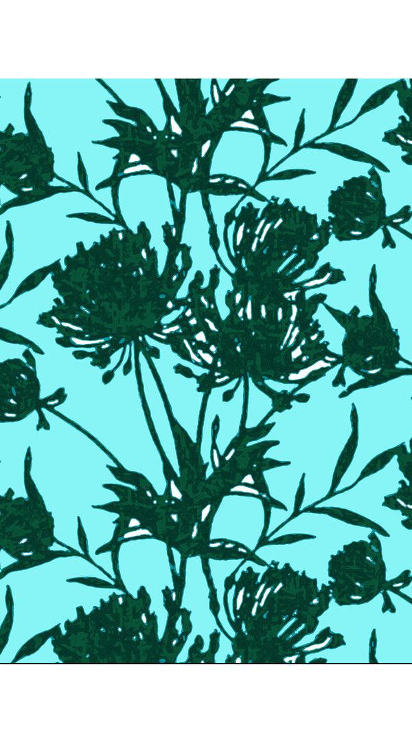 Samantha Sung Audrey Dress #1 Shirt Collar 3/4 Sleeve Midi Length Cotton Stretch (Primavery Silhouette Ground)