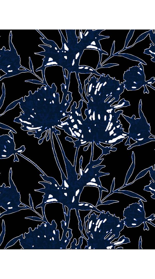 Samantha Sung Audrey Dress #1 Shirt Collar 3/4 Sleeve Midi Length Cotton Stretch (Primavery Silhouette Ground)