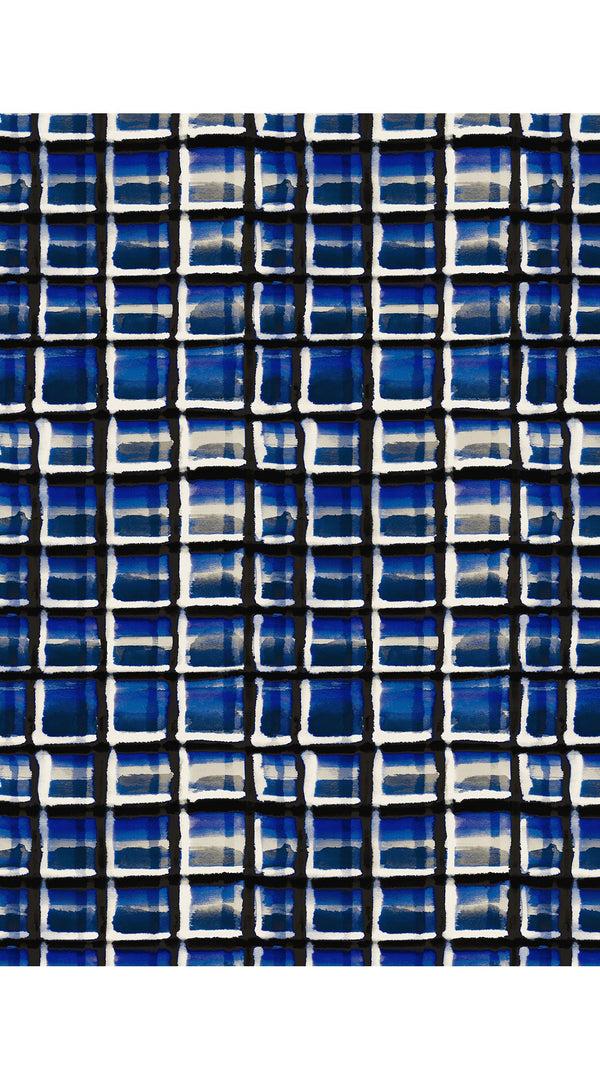 Samantha Sung Audrey Dress #1 Shirt Collar 3/4 Sleeve Midi Length Cotton Stretch (Watercolor Check)