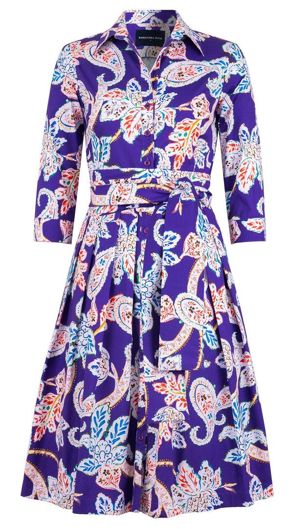 Samantha Sung Audrey Dress #1 Shirt Collar 3/4 Sleeve Regular +3 Length Cotton Stretch (Marseille Paisley Big)