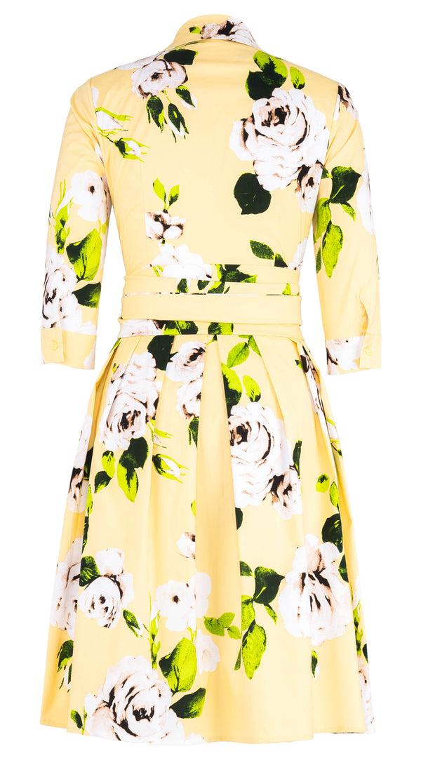 Samantha Sung Audrey Dress #1 Shirt Collar 3/4 Sleeve Regular Length Cotton Stretch (Amber Queen) 3