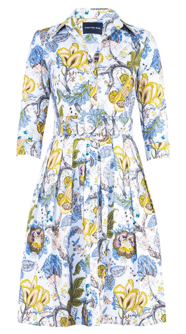 samantha sung Audrey Dress #1 Shirt Collar 3/4 Sleeve Regular Length Cotton Stretch (Darts Hill Garden)