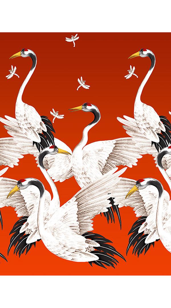 Samantha Sung Audrey Dress #1 Shirt Collar 3/4 Sleeve Regular Length Cotton Stretch (White Crane Ombre)