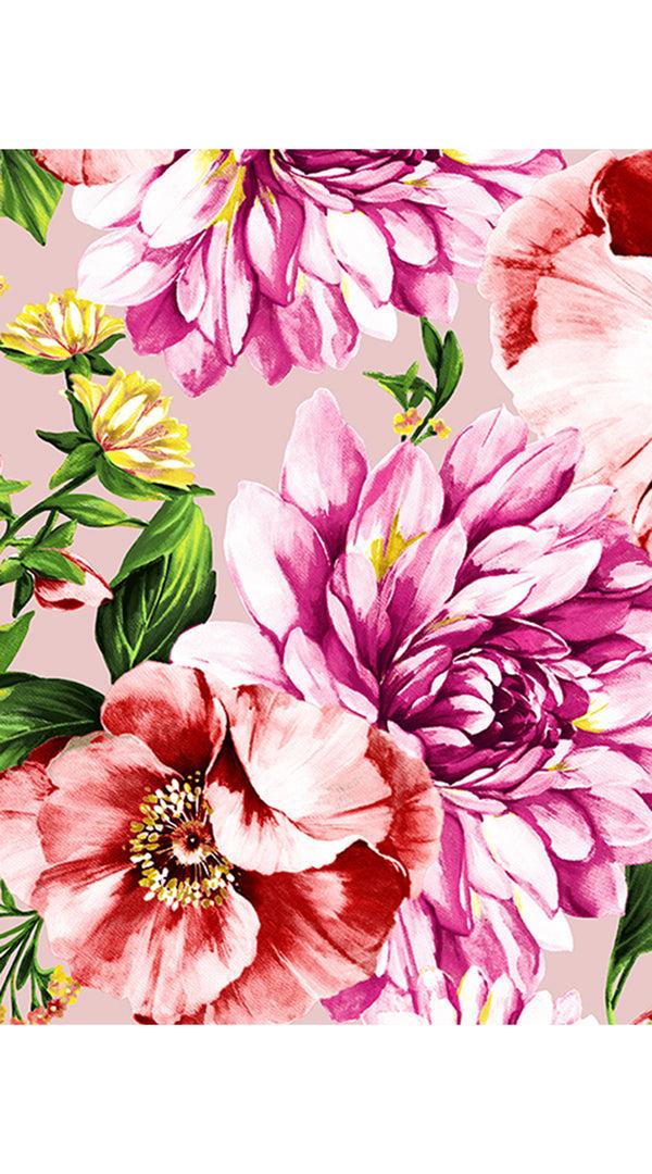 Samantha Sung Audrey Dress #1 Shirt Collar 3/4 Sleeve Regular Length Cotton Stretch (Los Cabos Flower White)