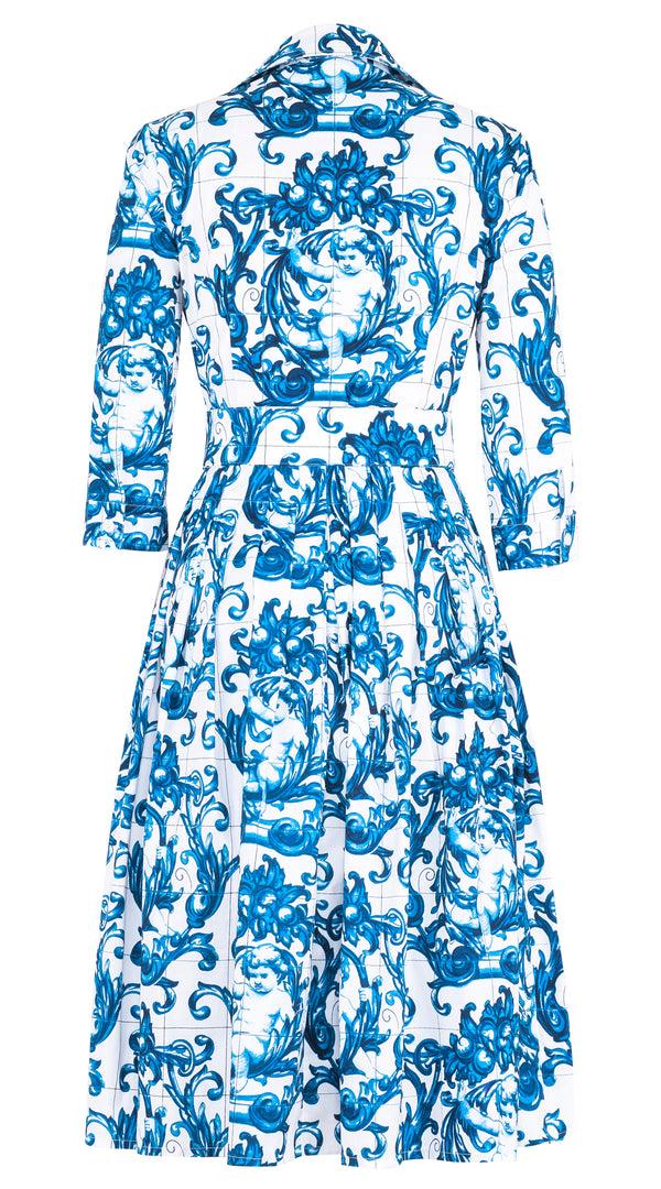 Samantha Sung Audrey Dress #1 Shirt Collar 3/4 Sleeve Regular Length Cotton Stretch (Cherub Tile) 2