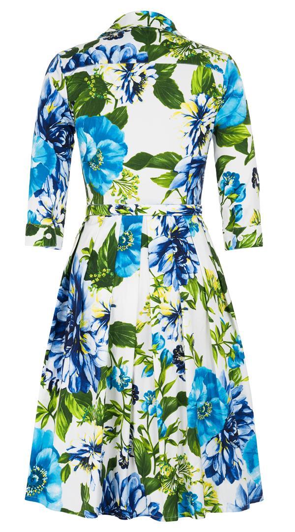 Samantha Sung Audrey Dress #1 Shirt Collar 3/4 Sleeve Regular Length Cotton Stretch (Los Cabos Flower) 10