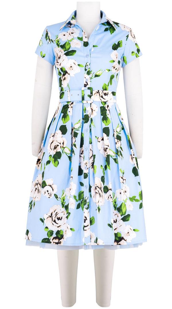 samantha sung Audrey Dress #1 Shirt Collar Cap Sleeve Cotton Stretch (Amber Queen)