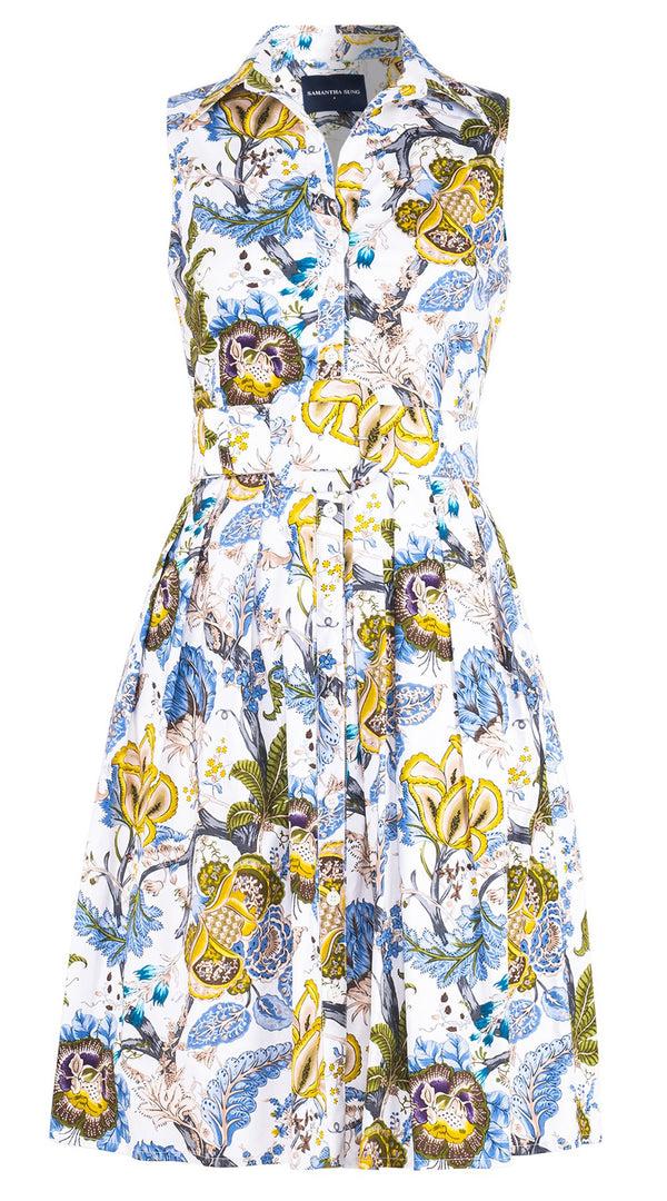 samantha sung Audrey Dress #1 Shirt Collar Sleeveless Regular Length Cotton Stretch (Darts Hill Garden)