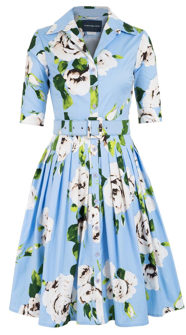 Samantha Sung Audrey Dress #2 Shirt Collar 1/2 Sleeve Cotton Stretch (Amber Queen)