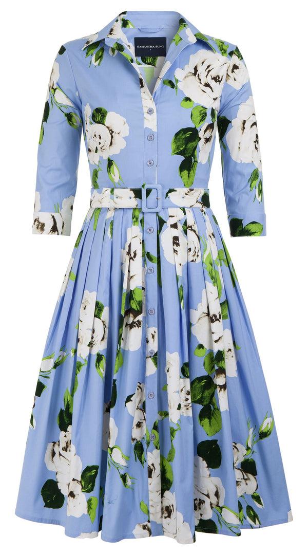 Samantha Sung Audrey Dress #2 Shirt Collar 3/4 Sleeve Cotton Stretch (Amber Queen)