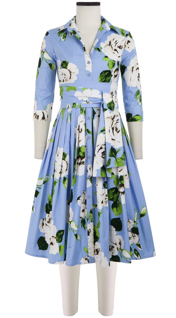 Samantha Sung Audrey Dress #2 Shirt Collar 3/4 Sleeve Cotton Stretch (Amber Queen)