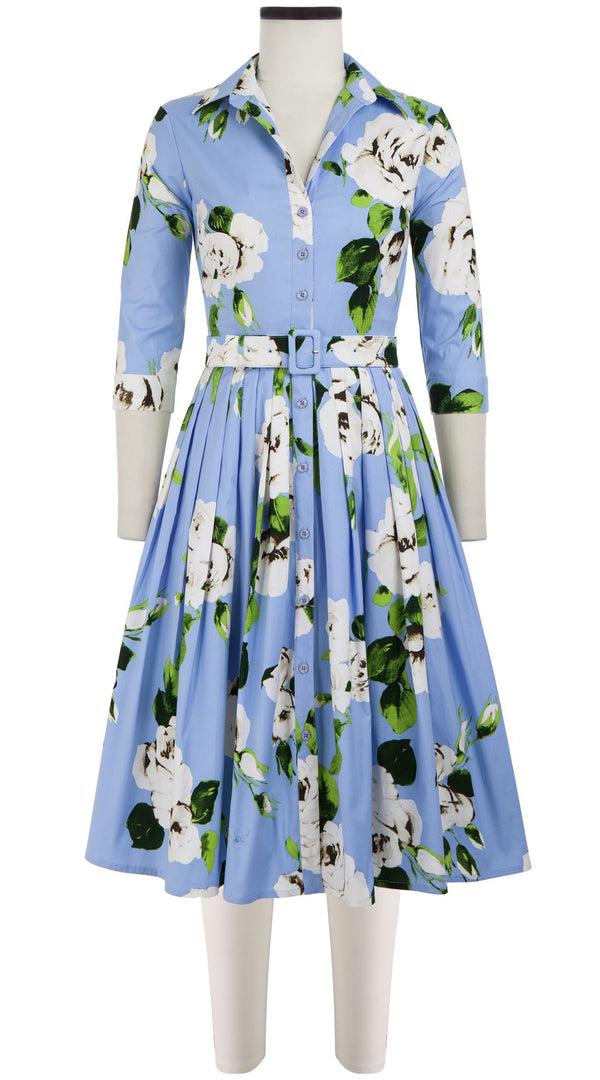 samantha sung Audrey Dress #2 Shirt Collar 3/4 Sleeve Cotton Stretch (Amber Queen)