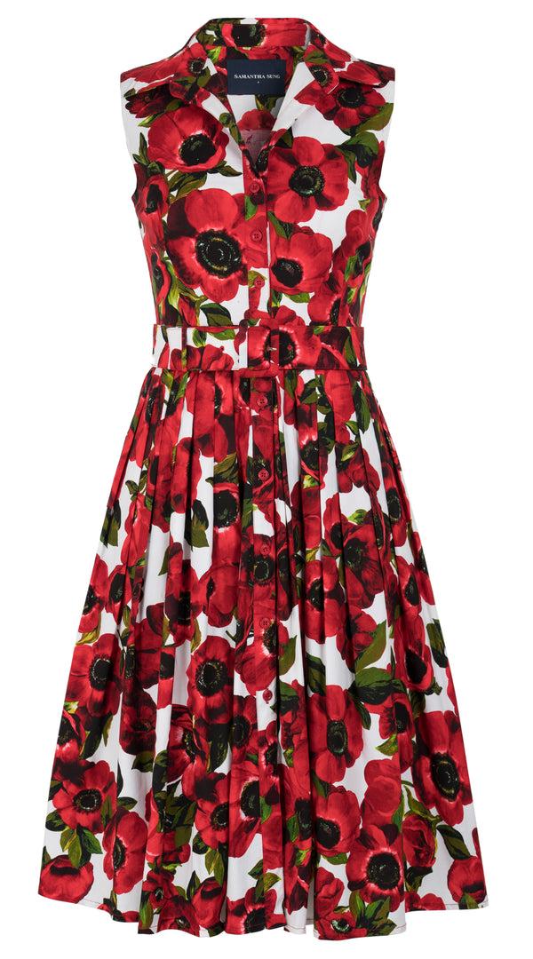 samantha sung Audrey Dress #2 Shirt Collar 3/4 Sleeve Long Length Cotton Stretch (Anemon Fokker) 1