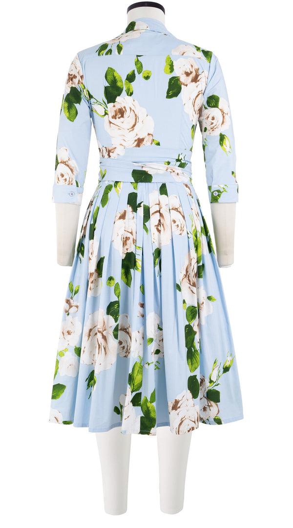 Samantha Sung Audrey Dress #2 Shirt Collar 3/4 Sleeve Long Length Cotton Stretch (Amber Queen)