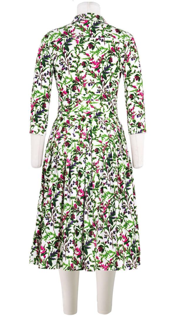 Samantha Sung Audrey Dress #2 Shirt Collar 3/4 Sleeve Long Length Cotton Stretch (Lavender Haze)