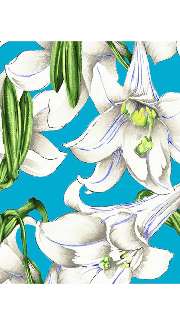 Samantha Sung Audrey Dress #2 Shirt Collar 3/4 Sleeve Long Length Cotton Stretch (Paper Lillies Ground)