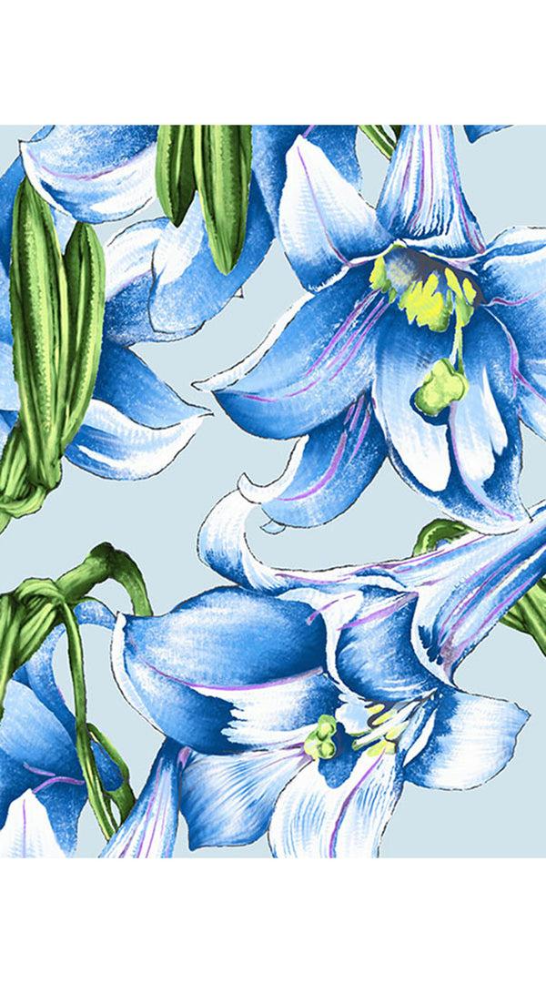 Samantha Sung Audrey Dress #2 Shirt Collar 3/4 Sleeve Long Length Cotton Stretch (Paper Lillies Ground)