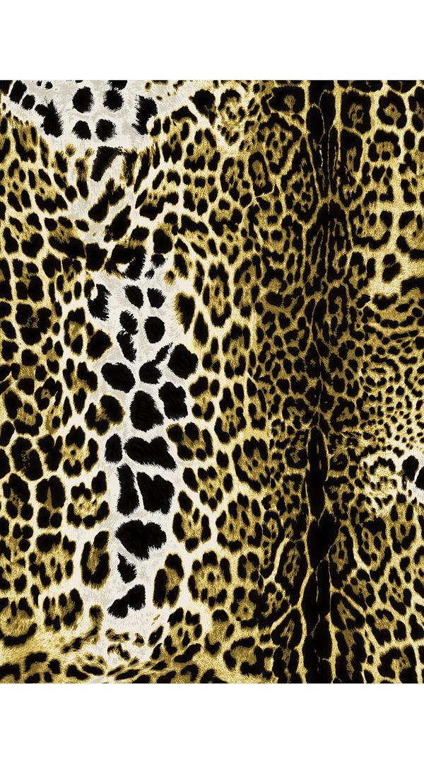 Samantha Sung Audrey Dress #2 Shirt Collar 3/4 Sleeve Long Length Cotton Stretch (Colombo Leopard)