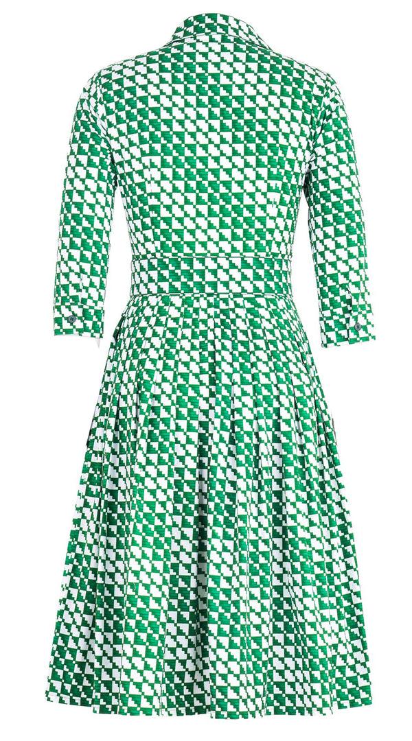 Samantha Sung Audrey Dress #2 Shirt Collar 3/4 Sleeve Long Length Cotton Stretch (Bamboo Weave)