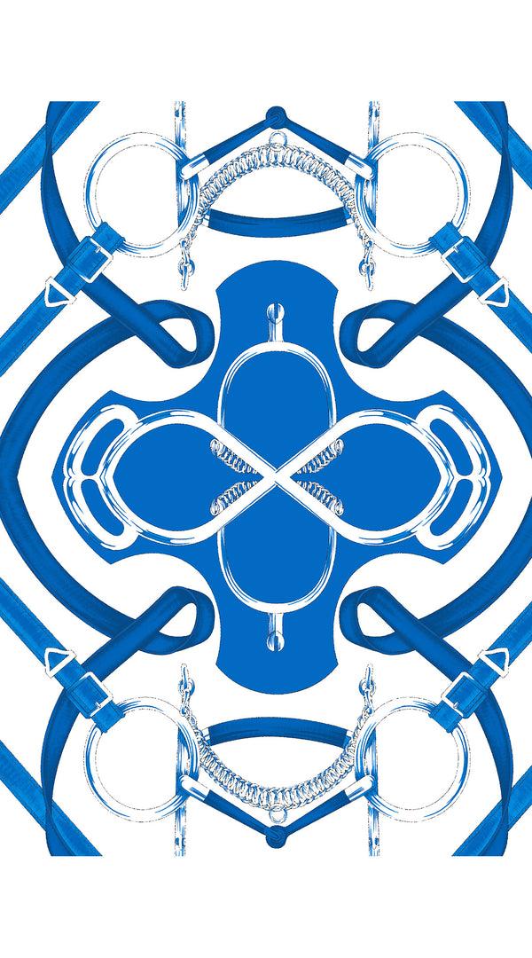 Samantha Sung Audrey Dress #2 Shirt Collar 3/4 Sleeve Long Length Cotton Stretch (Secretariat Horse White Bright)