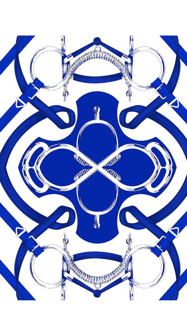 Samantha Sung Audrey Dress #2 Shirt Collar 3/4 Sleeve Long Length Cotton Stretch (Secretariat Horse White Bright)