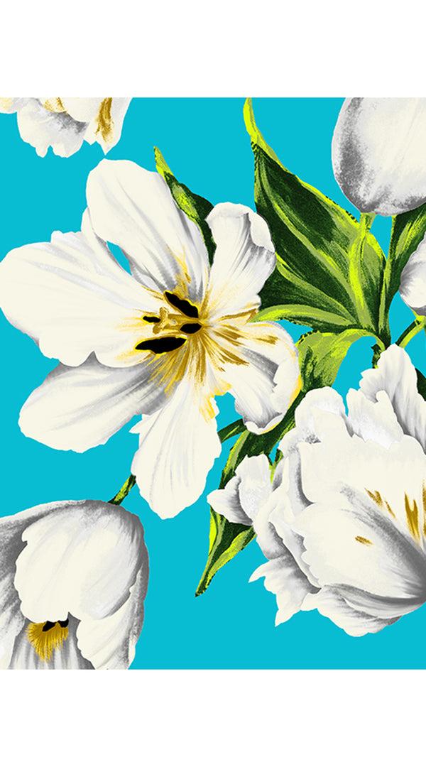 Samantha Sung Audrey Dress #2 Shirt Collar 3/4 Sleeve Long Length Cotton Stretch (Emperor Tulip Bright)