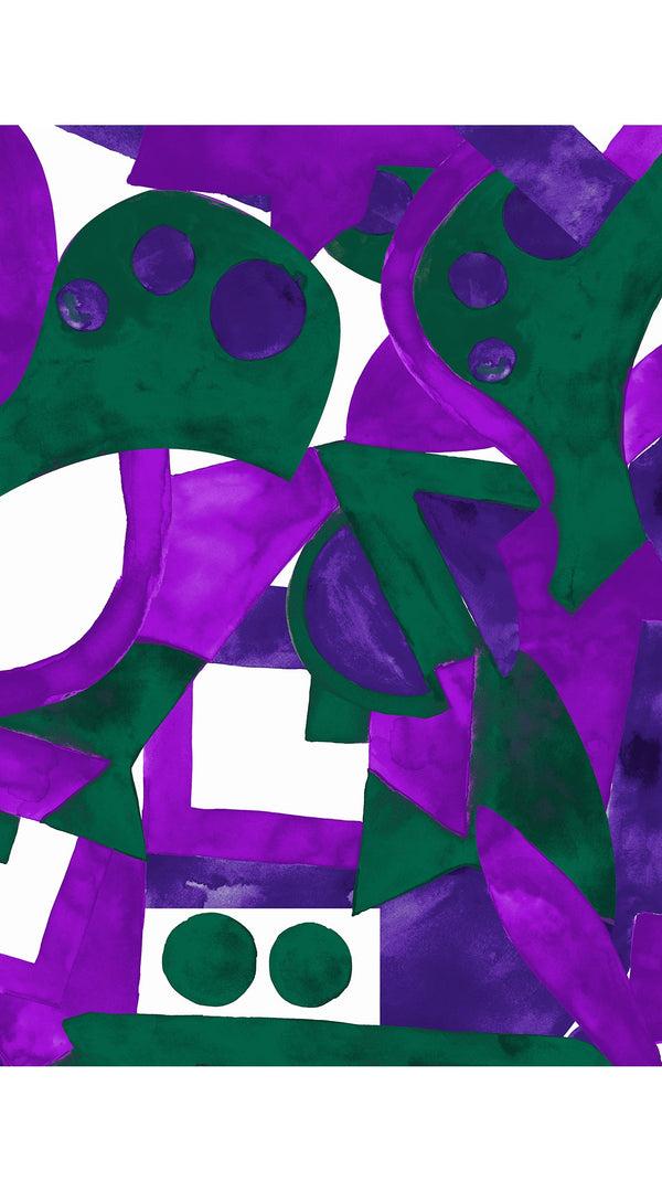 Samantha Sung Audrey Dress #2 Shirt Collar 3/4 Sleeve Midi Length Cotton Stretch (Morello Graphic Bright)