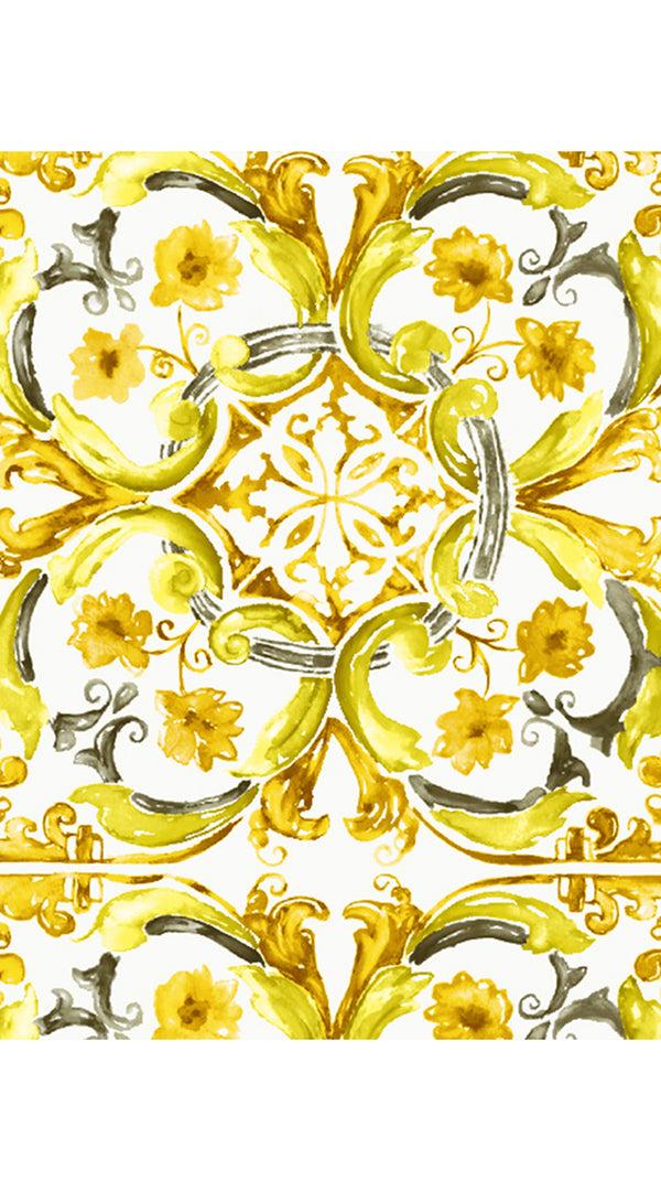 Samantha Sung Audrey Dress #2 Shirt Collar 3/4 Sleeve Midi Length Cotton Stretch (Caribbean Tile)