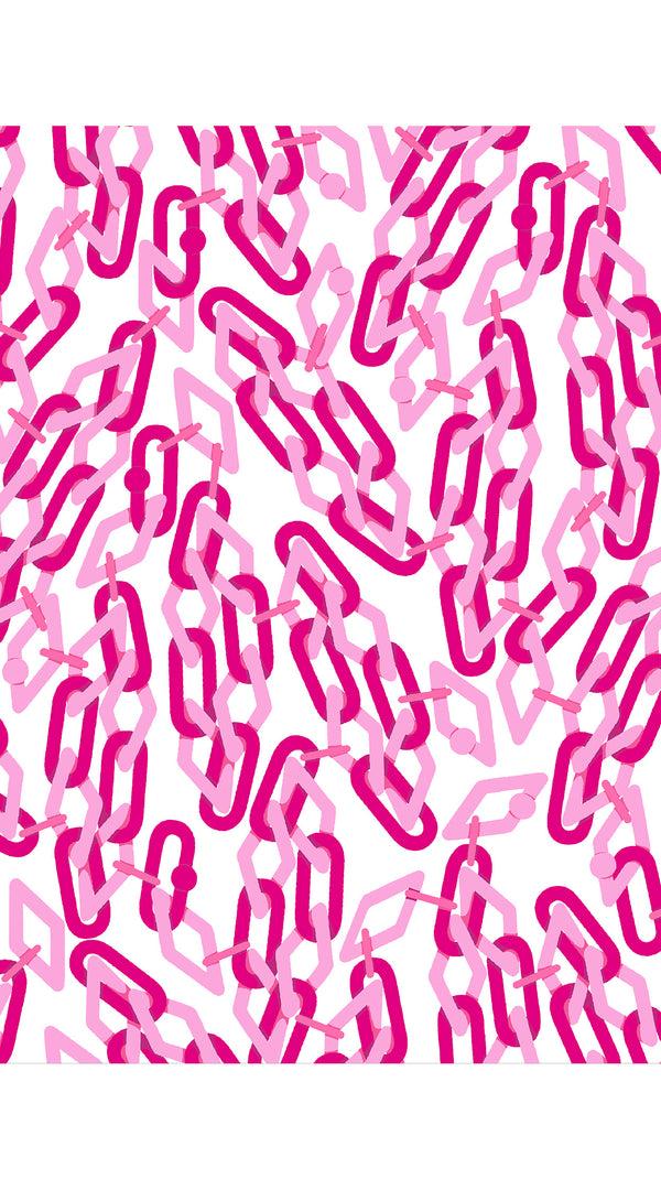 Samantha Sung Audrey Dress #2 Shirt Collar 3/4 Sleeve Midi Length Cotton Stretch (Multi Chain BIg White)