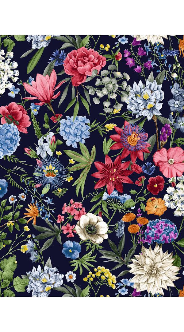 Samantha Sung Audrey Dress #2 Shirt Collar 3/4 Sleeve Midi Length Cotton Stretch (Multicolor Botanic Small)