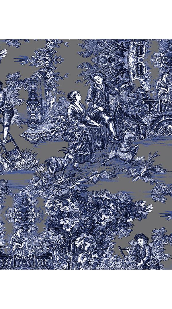 Samantha Sung Audrey Dress #2 Shirt Collar 3/4 Sleeve Midi Length Cotton Stretch (Antilles Toile Ground)