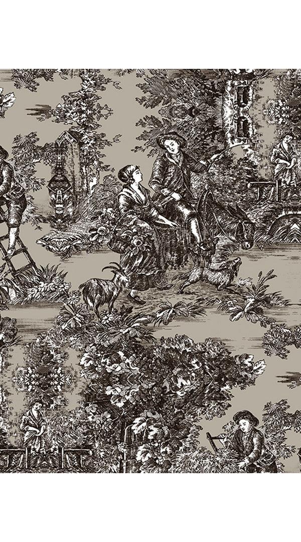 Samantha Sung Audrey Dress #2 Shirt Collar 3/4 Sleeve Midi Length Cotton Stretch (Antilles Toile Ground)