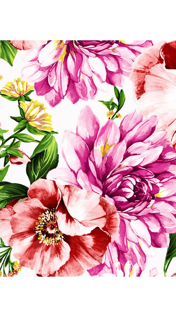 Samantha Sung Audrey Dress #2 Shirt Collar 3/4 Sleeve Regular Length Cotton Stretch (Los Cabos Flower White)