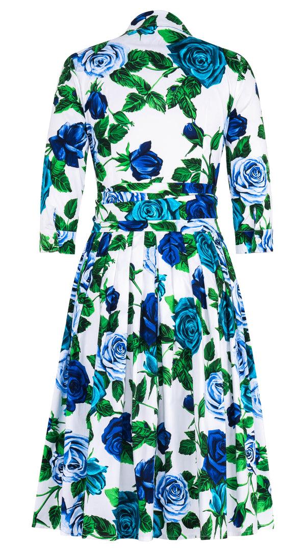 Samantha Sung Audrey Dress #2 Shirt Collar Long Length Cotton Stretch (Charlotte Rose) 6