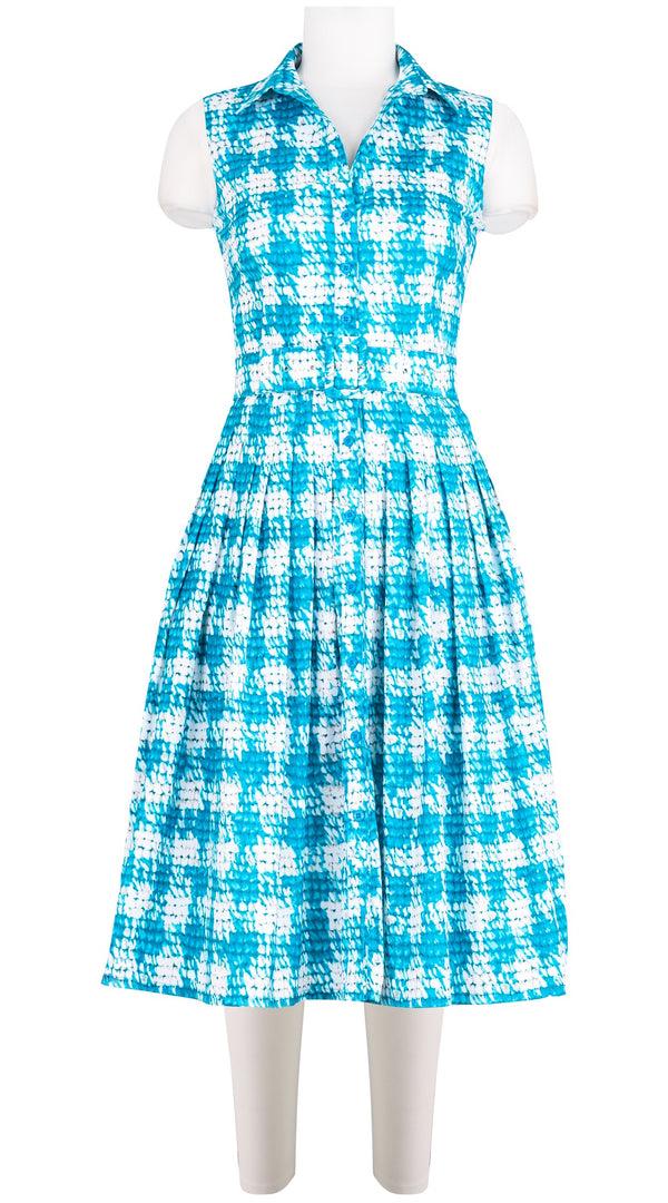 samantha sung Audrey Dress #2 Shirt Collar Sleeveless Long Length Cotton Stretch (Ratan Houndstooth)