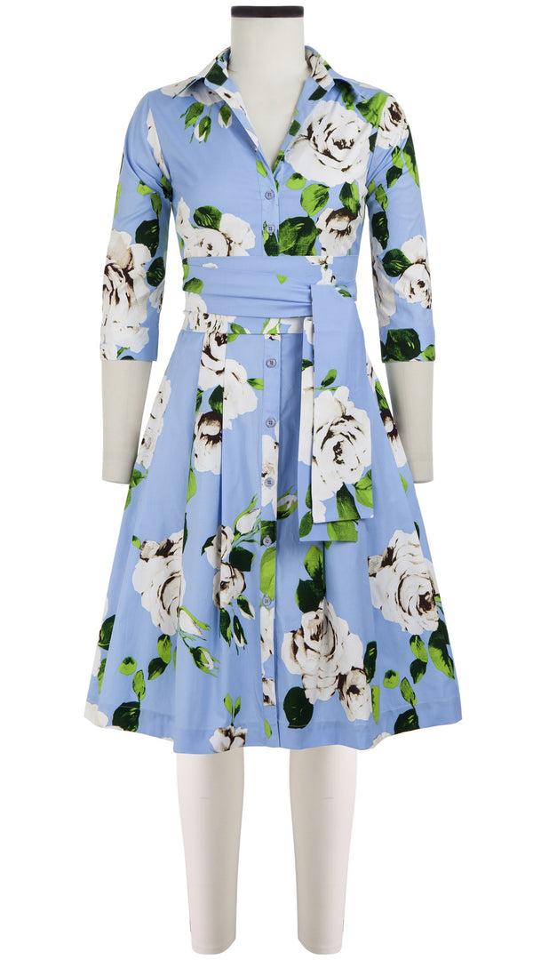 Samantha Sung Audrey Dress #3 Shirt Collar 3/4 Sleeve Cotton Stretch (Amber Queen)