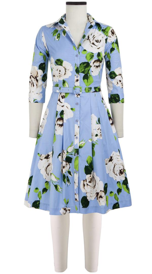 samantha sung Audrey Dress #3 Shirt Collar 3/4 Sleeve Cotton Stretch (Amber Queen)