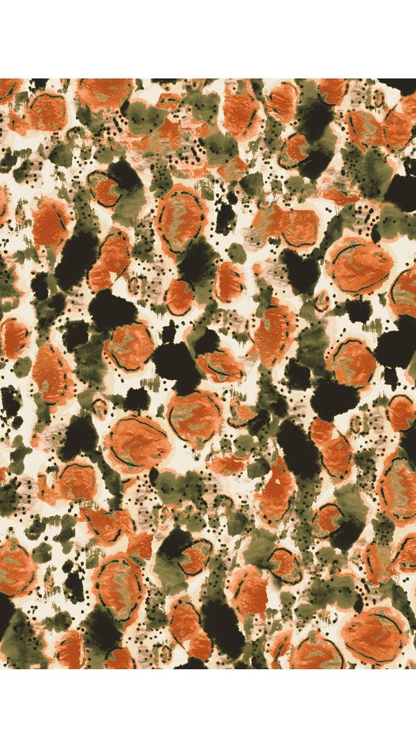 Samantha Sung Audrey Dress #3 Shirt Collar 3/4 Sleeve Midi Length Silk Velvet (Animal Dots)