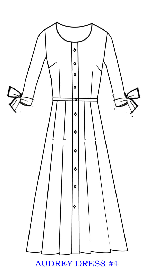 Samantha Sung Audrey Dress #4 Crew Neck 3/4 Tie Sleeve Midi Length Cotton Musola (Hempstead Flower)