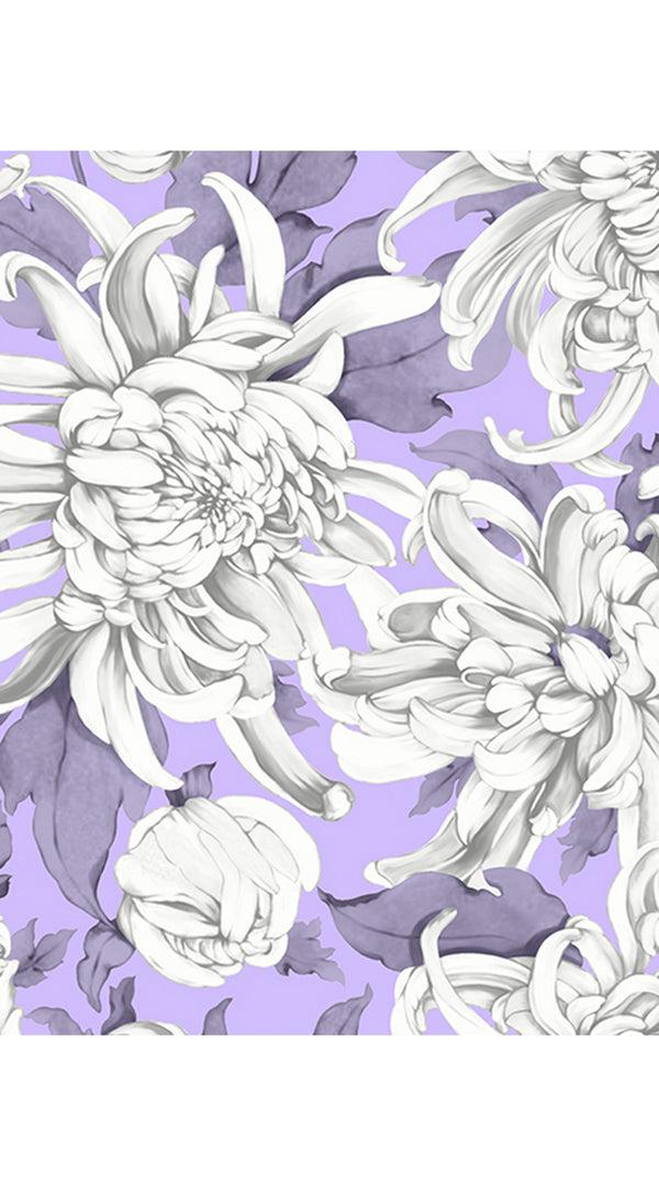 Samantha Sung Audrey Dress #4 Shirt Collar 1/2 Sleeve Long +3 Length Cotton Musola (Chrysanthemum Flower Big)