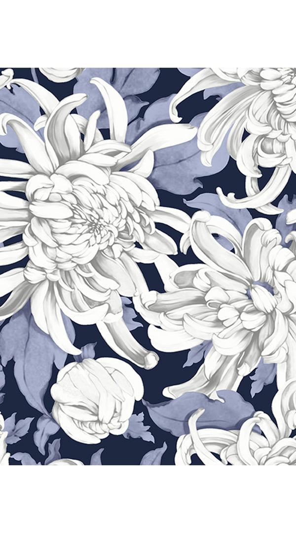 samantha sung Audrey Dress #4 Shirt Collar 1/2 Sleeve Long +3 Length Cotton Musola (Chrysanthemum Flower Big)