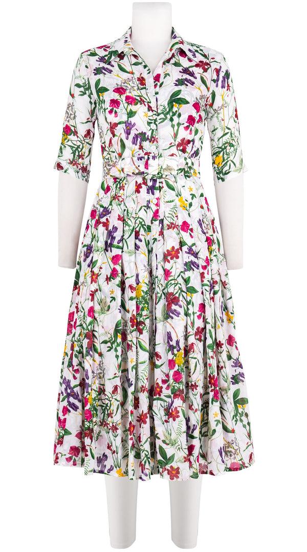 samantha sung Audrey Dress #4 Shirt Collar 1/2 Sleeve Midi Length Cotton Musola (Fairy Tail Flower)