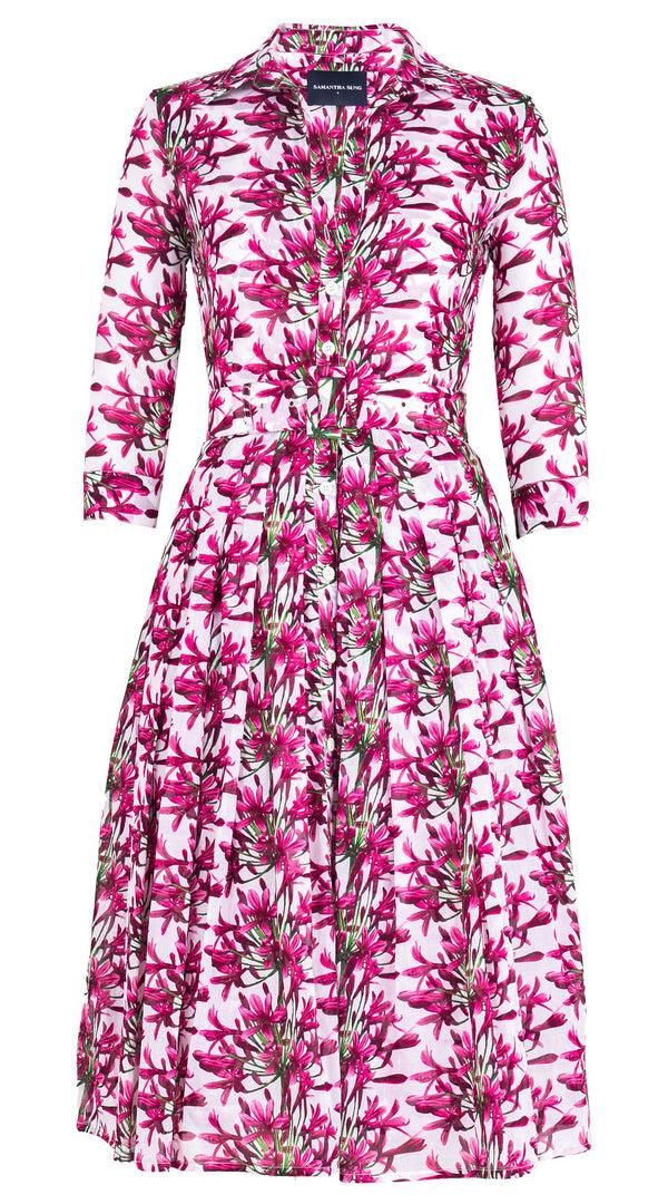 Samantha Sung Audrey Dress #4 Shirt Collar 3/4 Sleeve Long +3 Length Cotton Musola (Tinker Bell Flower)