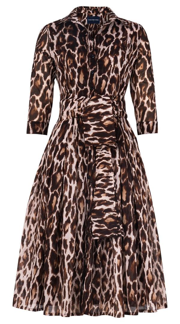 Samantha Sung Audrey Dress #4 Shirt Collar 3/4 Sleeve Long +3 Length Cotton Musola (Dior Leopard)