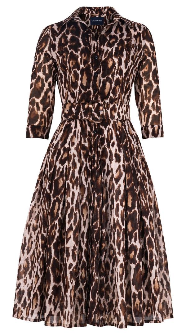 samantha sung Audrey Dress #4 Shirt Collar 3/4 Sleeve Long +3 Length Cotton Musola (Dior Leopard)