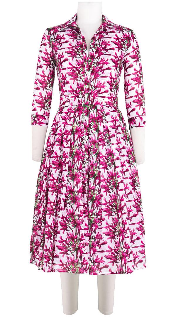 samantha sung Audrey Dress #4 Shirt Collar 3/4 Sleeve Long +3 Length Cotton Musola (Tinker Bell Flower)